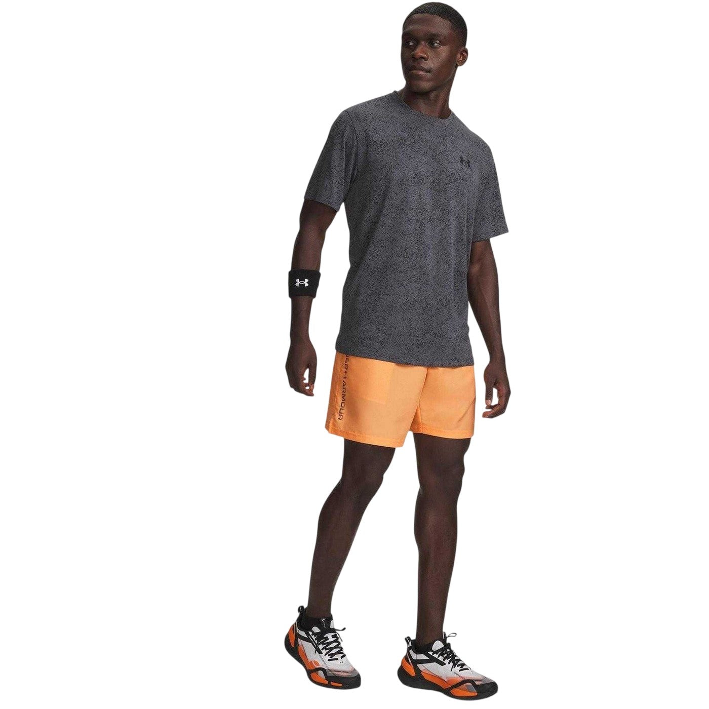 Orange - Side - Under Armour Mens Vertical Logo Regular Shorts
