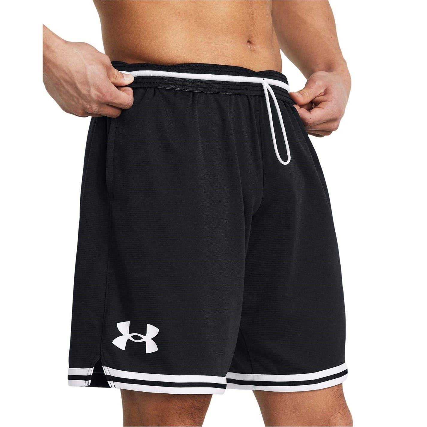 Black-White - Side - Under Armour Mens Perimeter Basketball Shorts