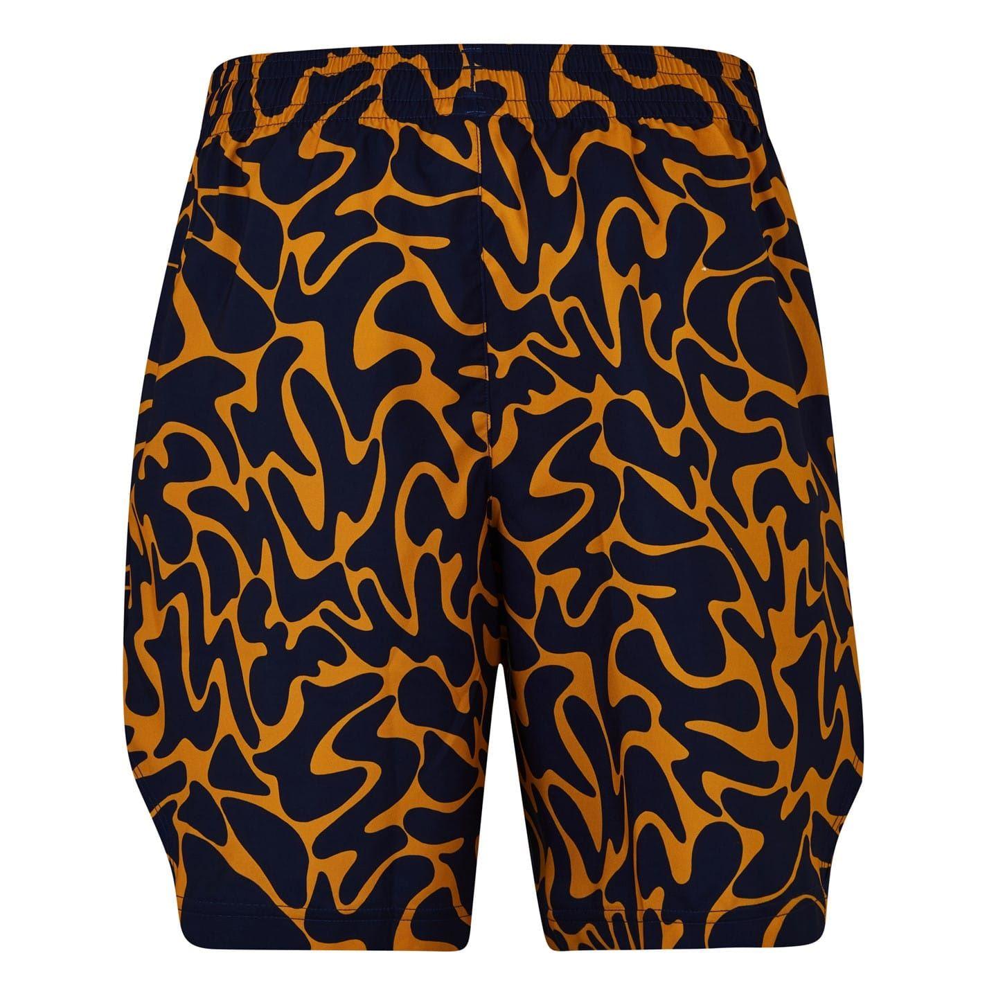 Burgundy-Ochre - Back - Reebok Unisex Adult Workout Ready All-Over Print Shorts