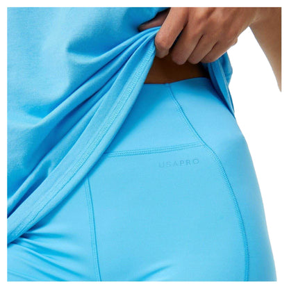 Aqua - Side - USA Womens-Ladies Moisture Wicking Cycling Shorts