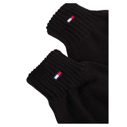 Black - Back - Tommy Hilfiger Childrens-Kids Knitted Flag Logo Gloves