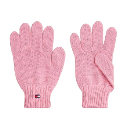 Pink - Front - Tommy Hilfiger Childrens-Kids Knitted Flag Logo Gloves