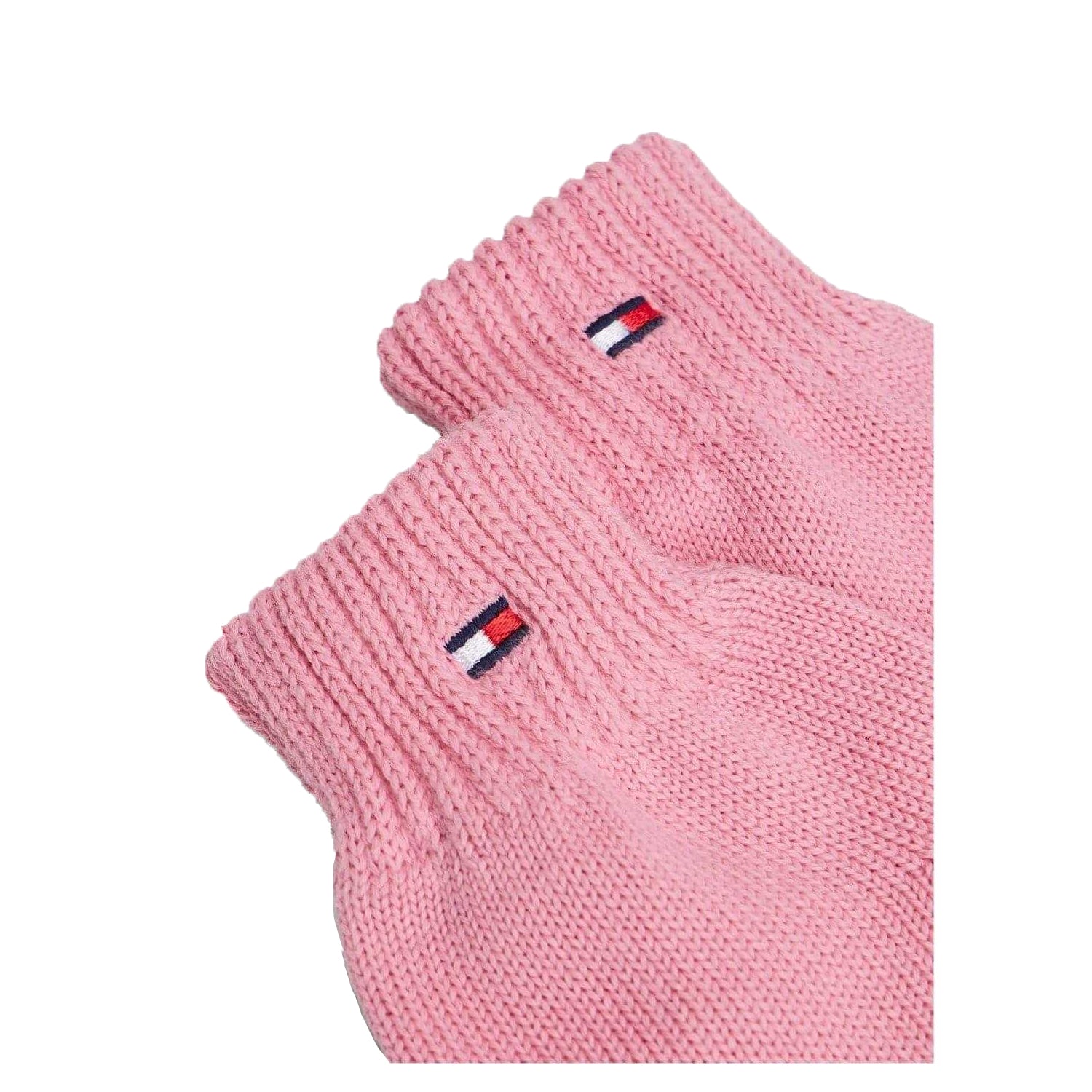 Pink - Side - Tommy Hilfiger Childrens-Kids Knitted Flag Logo Gloves