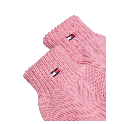 Pink - Side - Tommy Hilfiger Childrens-Kids Knitted Flag Logo Gloves