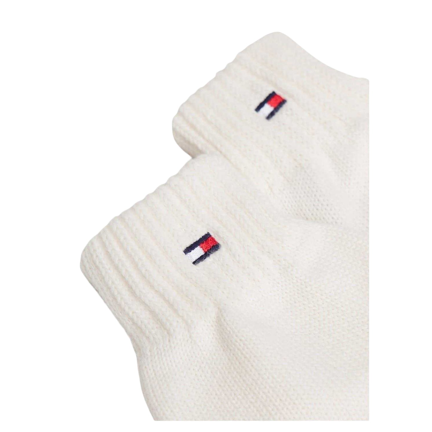 White - Side - Tommy Hilfiger Childrens-Kids Knitted Flag Logo Gloves