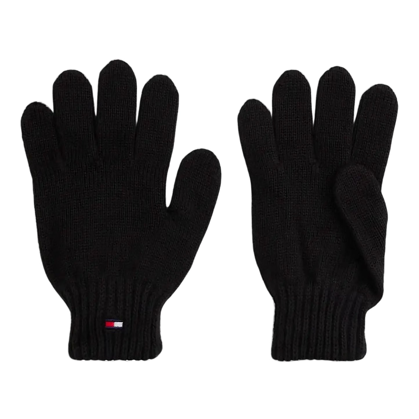 Black - Front - Tommy Hilfiger Childrens-Kids Knitted Flag Logo Gloves