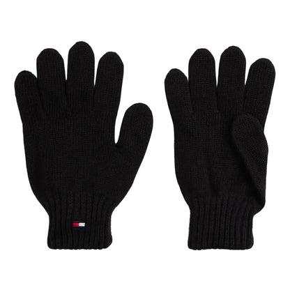 Black - Front - Tommy Hilfiger Childrens-Kids Knitted Flag Logo Gloves