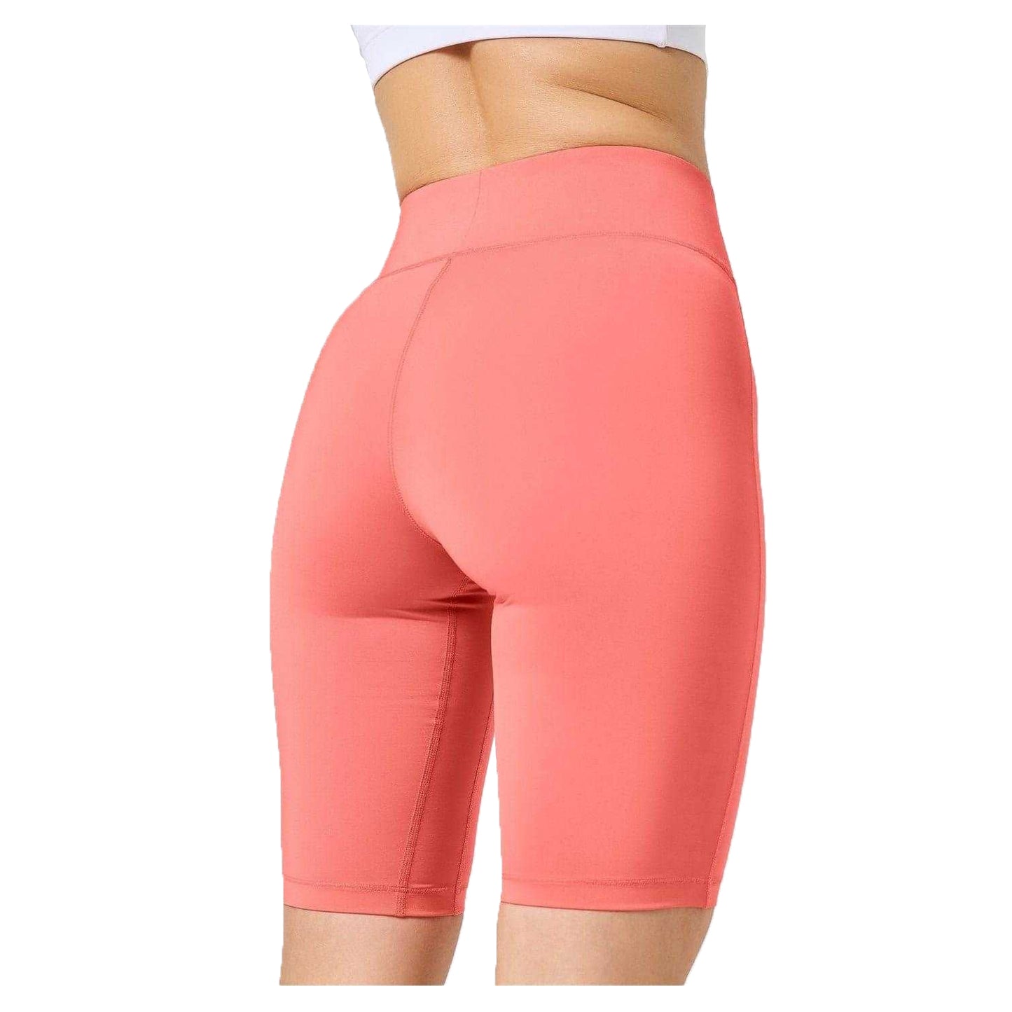 Deep Coral - Back - Coral Womens-Ladies High Waist Skinny Cycling Shorts