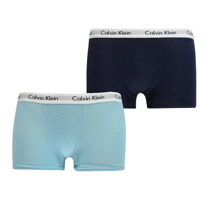Navy-Aqua - Front - Calvin Klein Boys Boxer Shorts (Pack of 2)