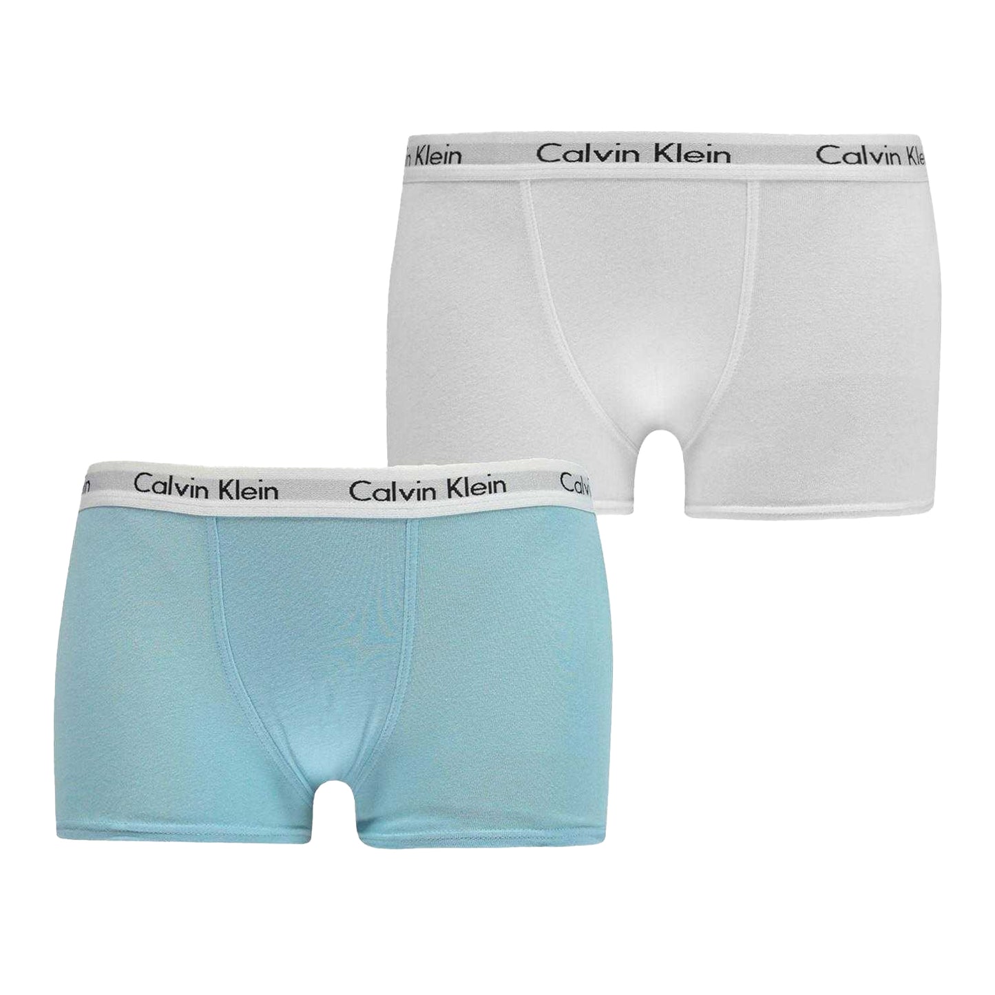 White-Aqua - Front - Calvin Klein Boys Boxer Shorts (Pack of 2)