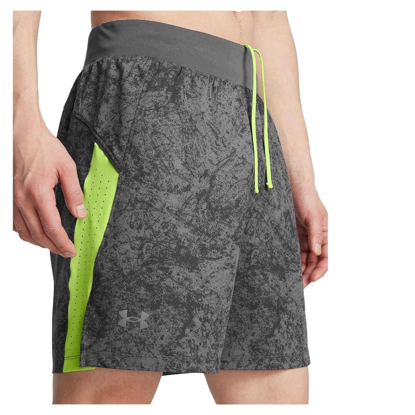 Rock-Green - Side - Under Armour Mens Launch Pro Running Shorts