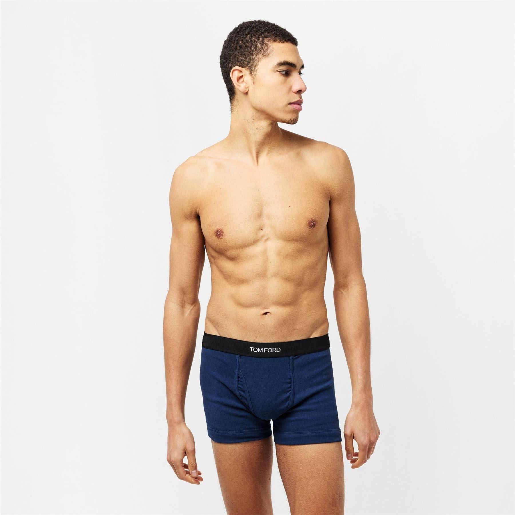Sky Blue - Side - Tom Ford Mens Cotton Jersey Boxer Shorts