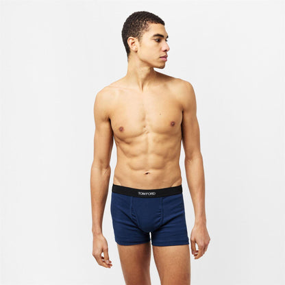 Sky Blue - Side - Tom Ford Mens Cotton Jersey Boxer Shorts