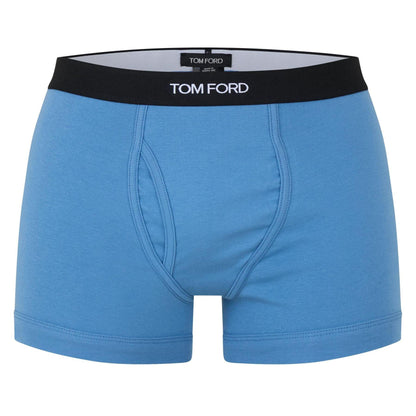 Blue - Front - Tom Ford Mens Cotton Jersey Boxer Shorts