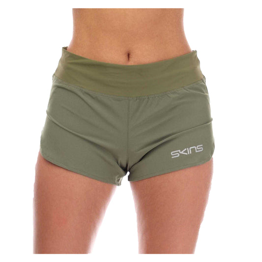 Khaki - Front - Skins Womens-Ladies Series-3 Elasticated Waist Running Shorts