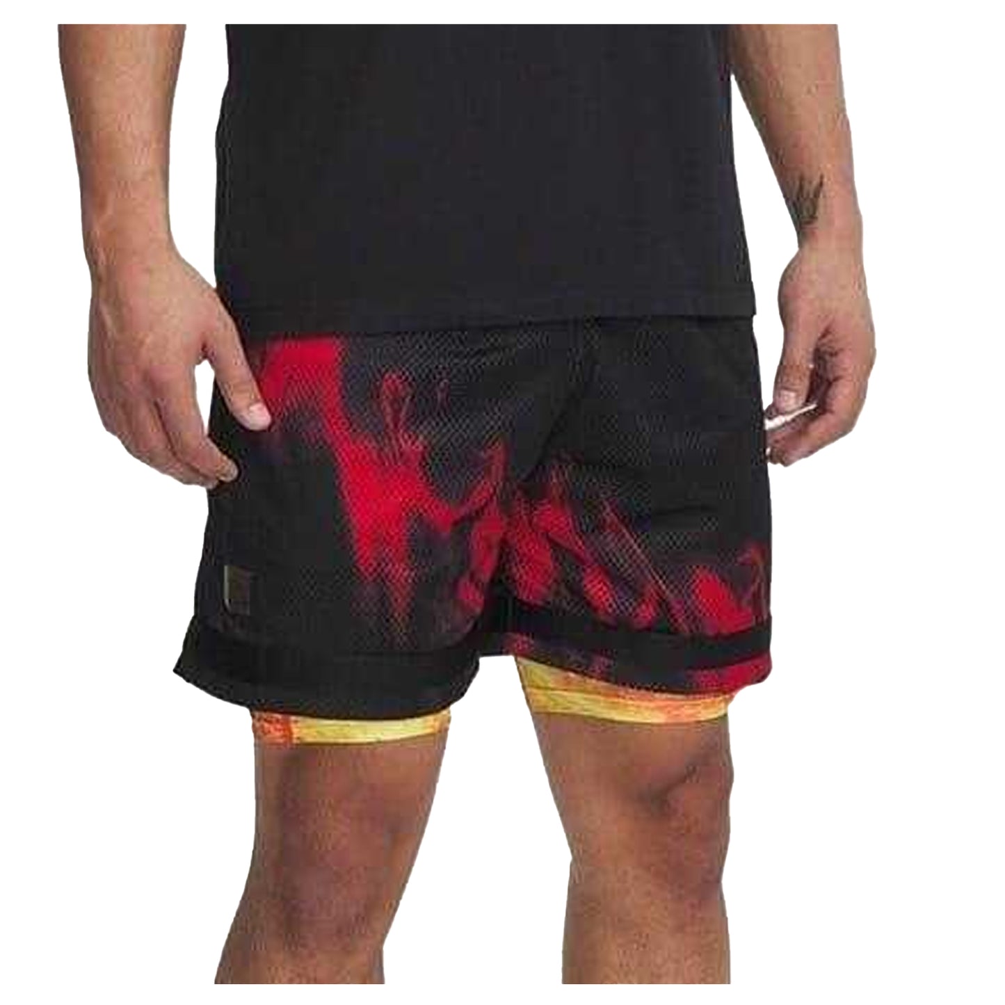 Black-Red - Front - Under Armour Unisex Adult HeatGear Compression Shorts