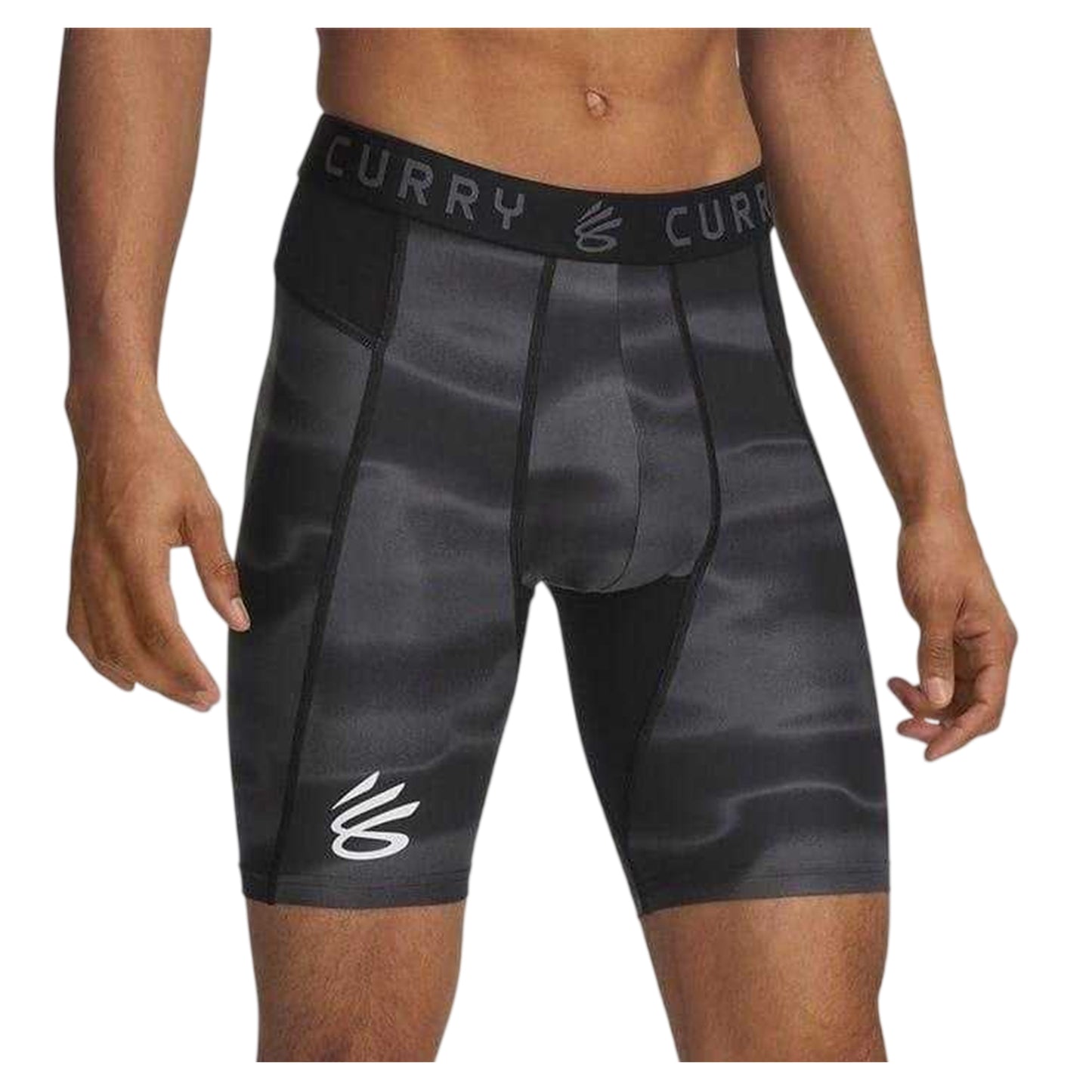 Black-Grey - Front - Under Armour Unisex Adult HeatGear Compression Shorts