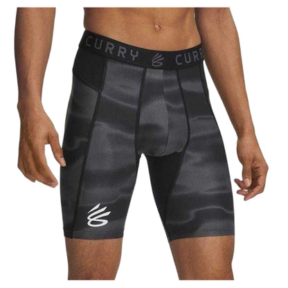 Black-Grey - Front - Under Armour Unisex Adult HeatGear Compression Shorts