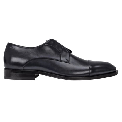 Dark Blue - Front - Boss Mens Derrek Leather Derby Shoes