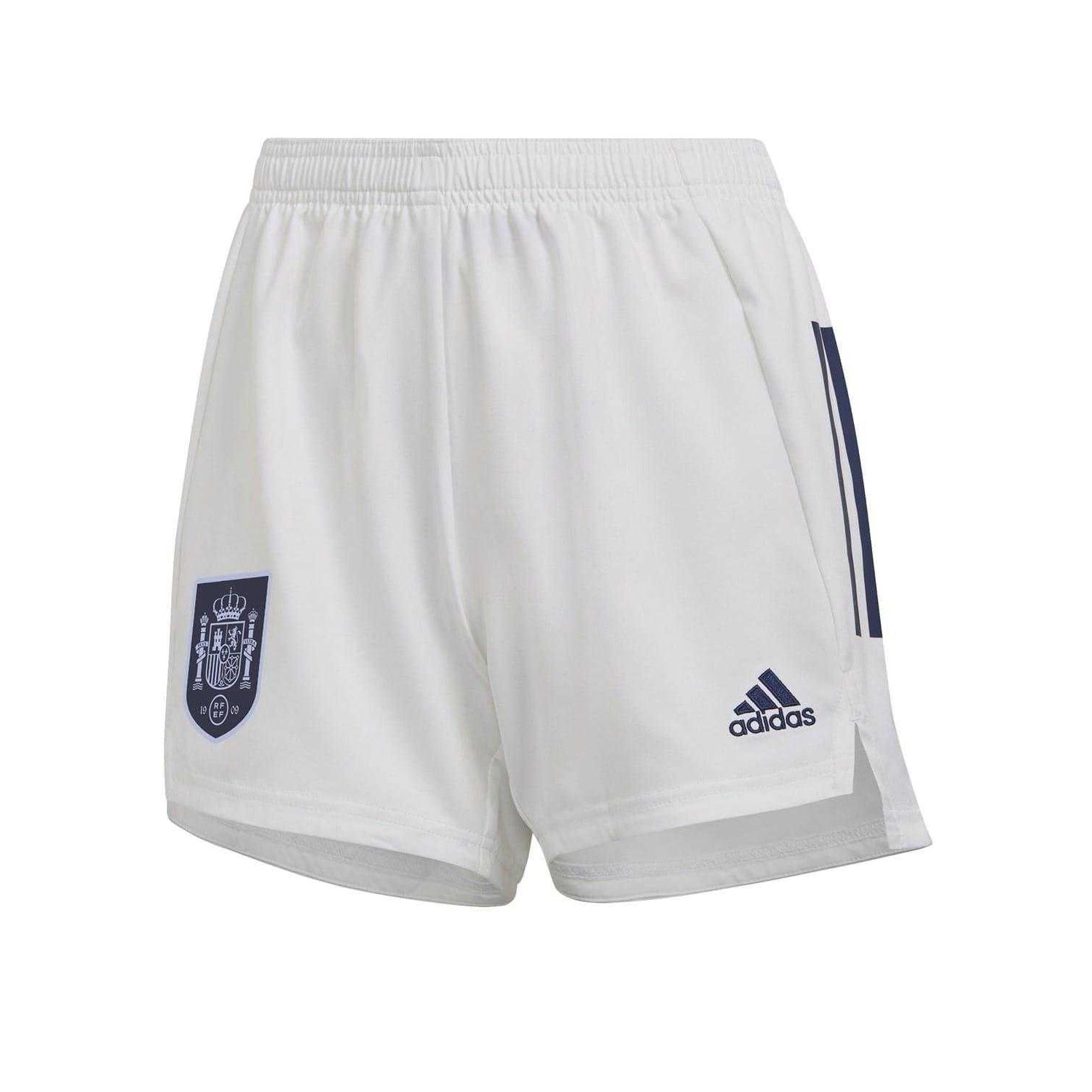 White - Front - Adidas Womens-Ladies Spain Spanish Flag Football Shorts