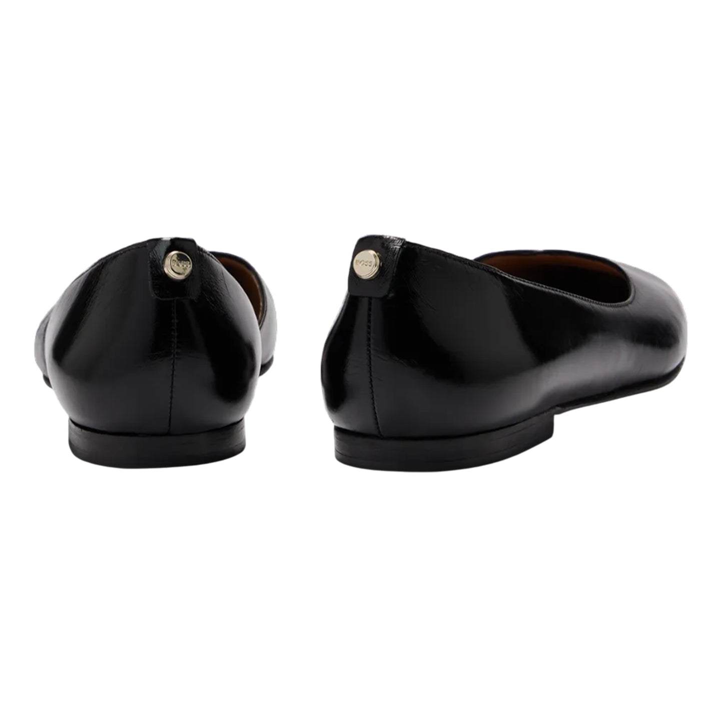 Black - Back - Boss Womens-Ladies Rose Leather Ballerina Flats