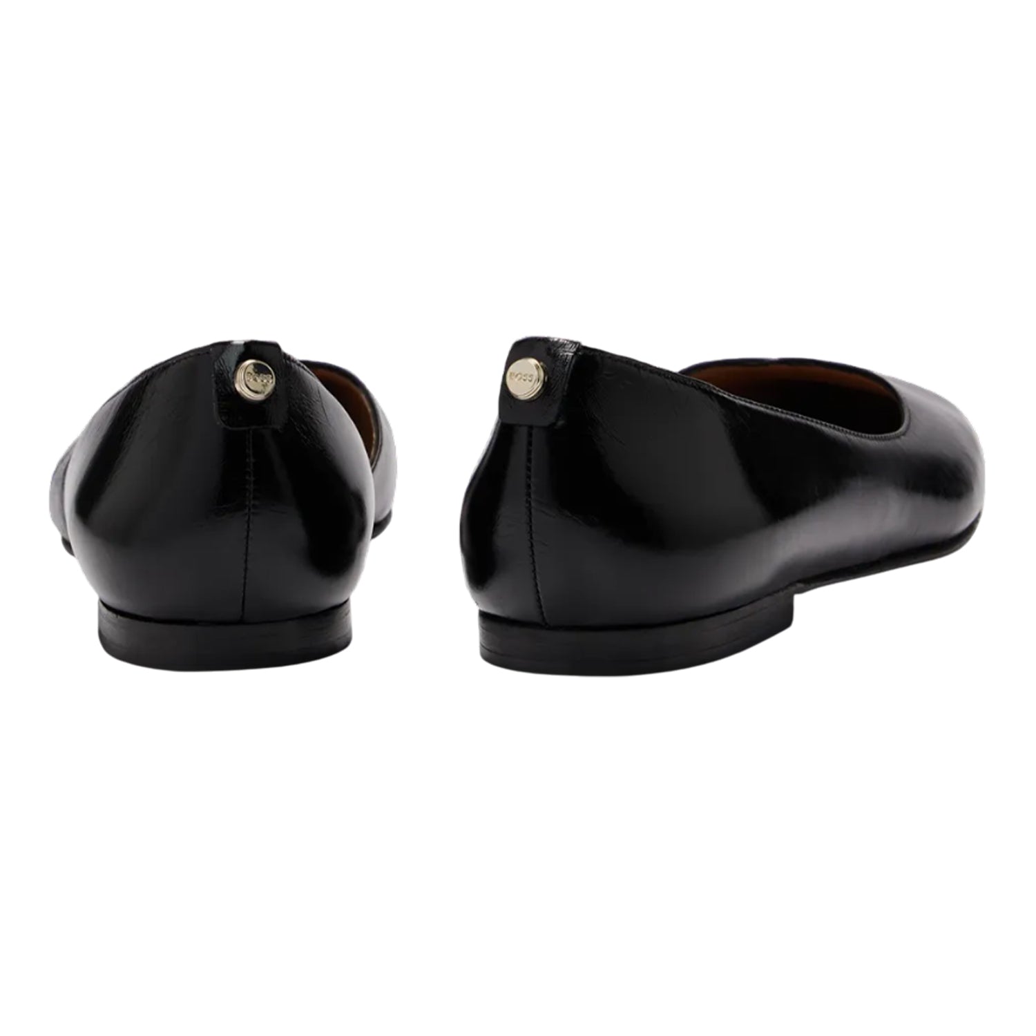 Black - Back - Boss Womens-Ladies Rose Leather Ballerina Flats