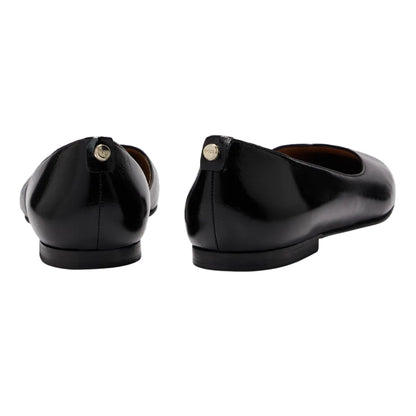 Black - Back - Boss Womens-Ladies Rose Leather Ballerina Flats