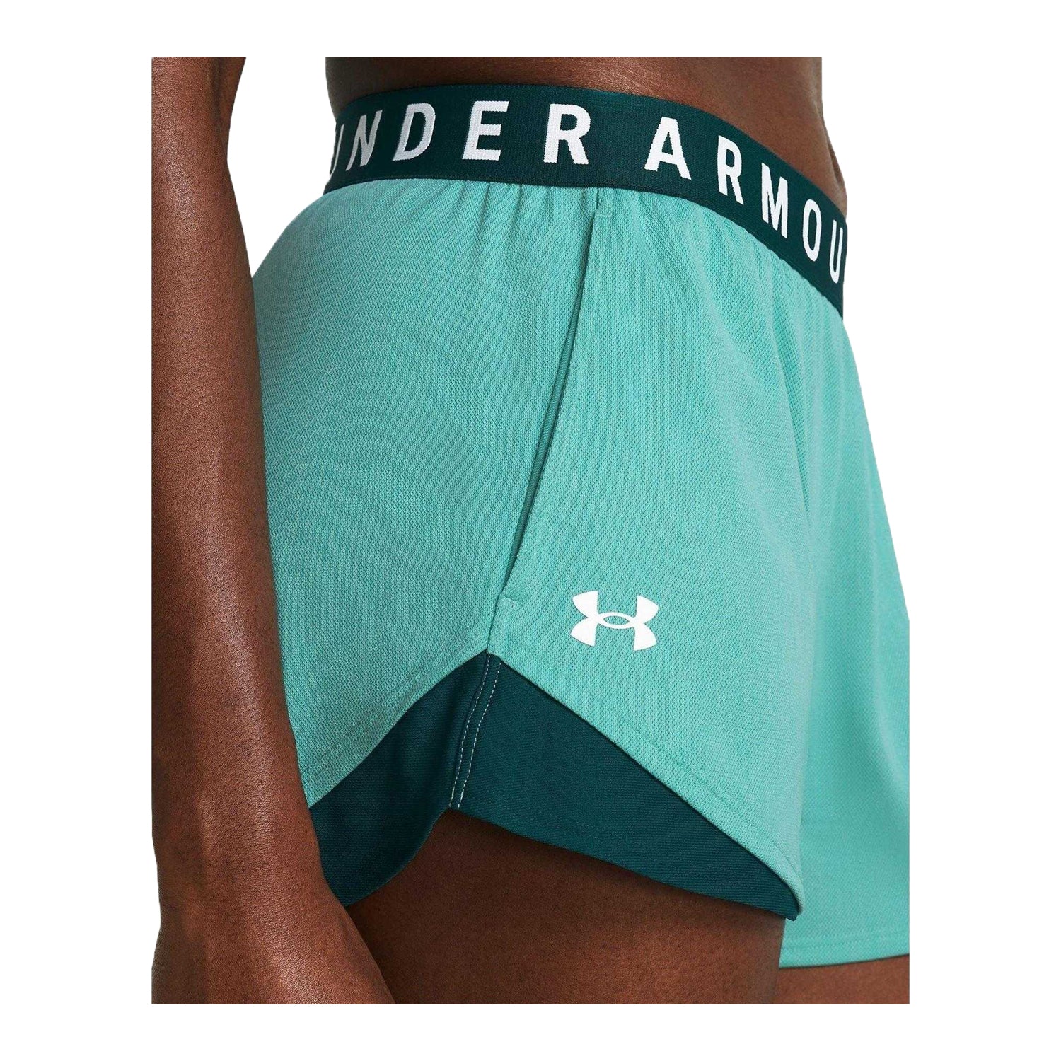 Green - Side - Under Armour Womens-Ladies Play Up Shorts
