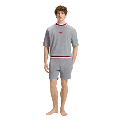 Grey - Side - Hugo Mens Jaxon Cotton Blend Lounge Shorts