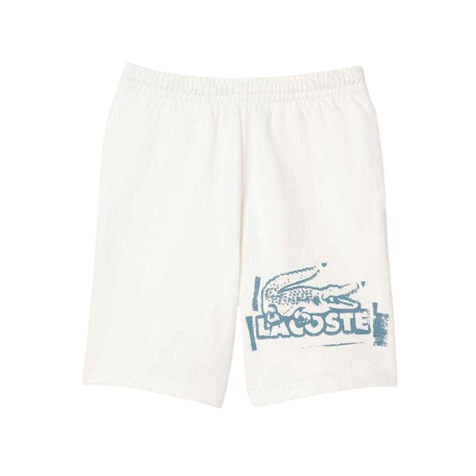 Cream - Front - Lacoste Mens Cotton Graphic Print Regular Shorts