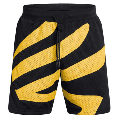 Black-Yellow - Front - Under Armour Mens Curry Basketball Shorts