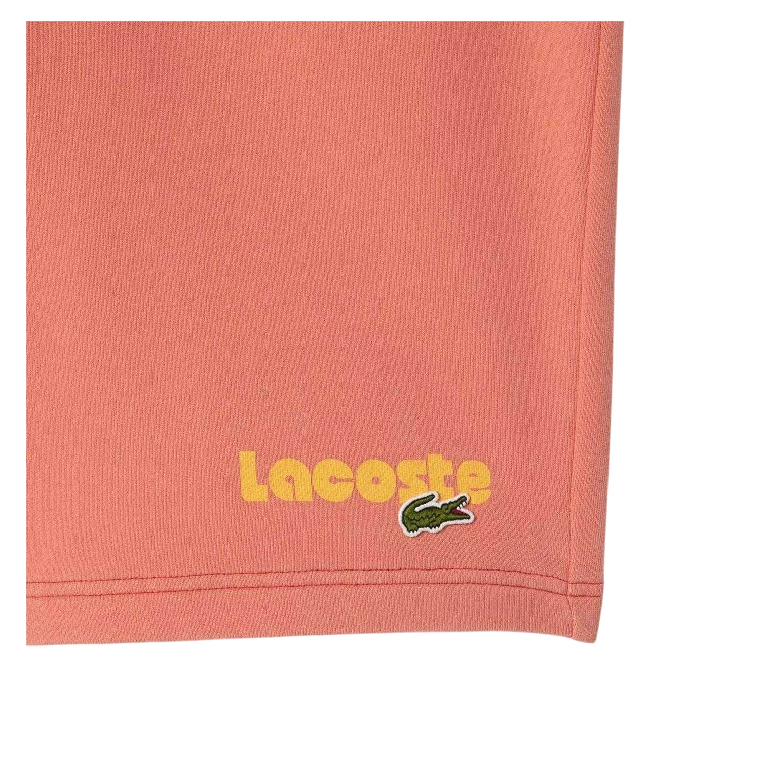 Red Faded - Side - Lacoste Mens Organic Cotton Graphic Print Shorts