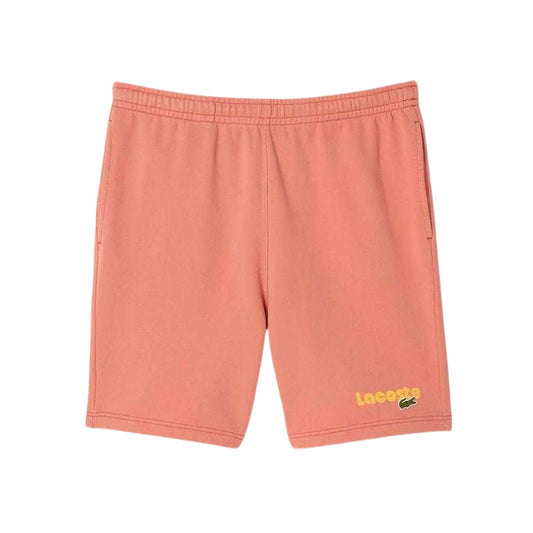 Red Faded - Front - Lacoste Mens Organic Cotton Graphic Print Shorts