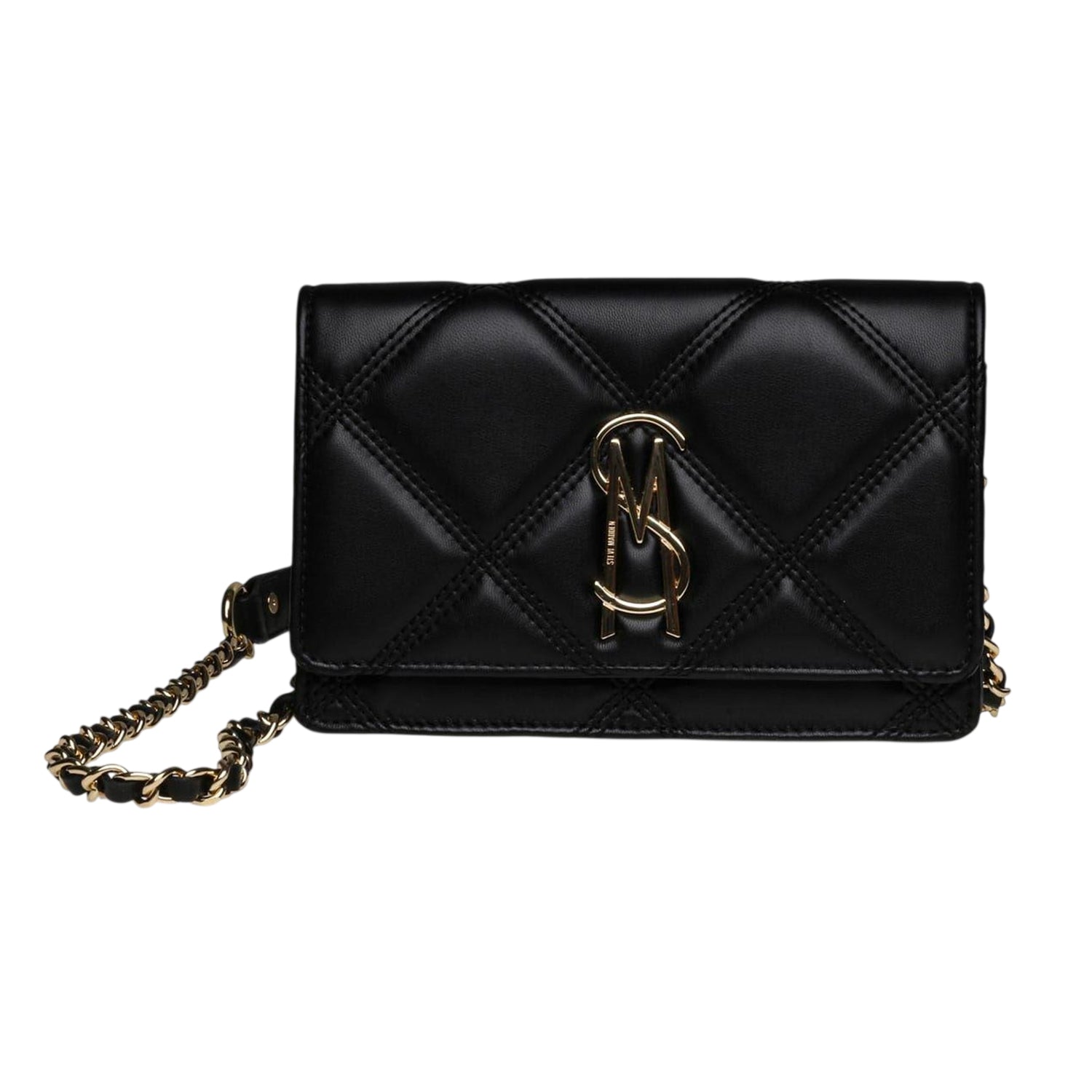 Black-Gold - Front - Steve Madden Womens-Ladies Bendue Crossbody Bag