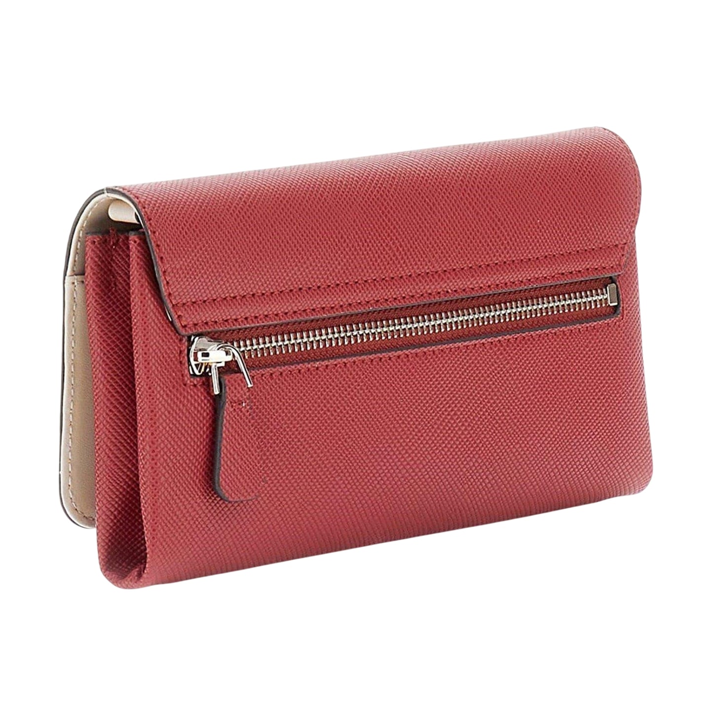 Carmine Red - Back - Guess Noelle Faux Leather Clutch Bag