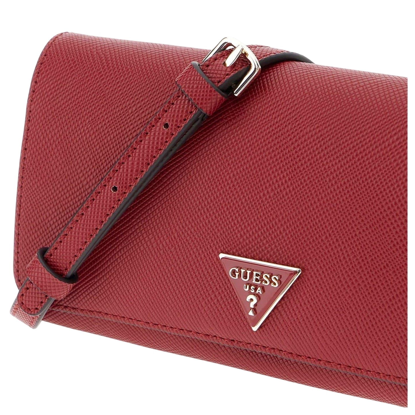 Carmine Red - Side - Guess Noelle Faux Leather Clutch Bag