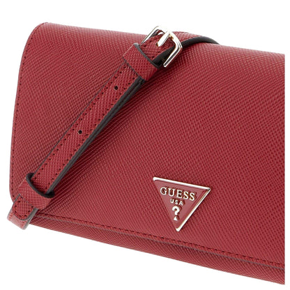 Carmine Red - Side - Guess Noelle Faux Leather Clutch Bag