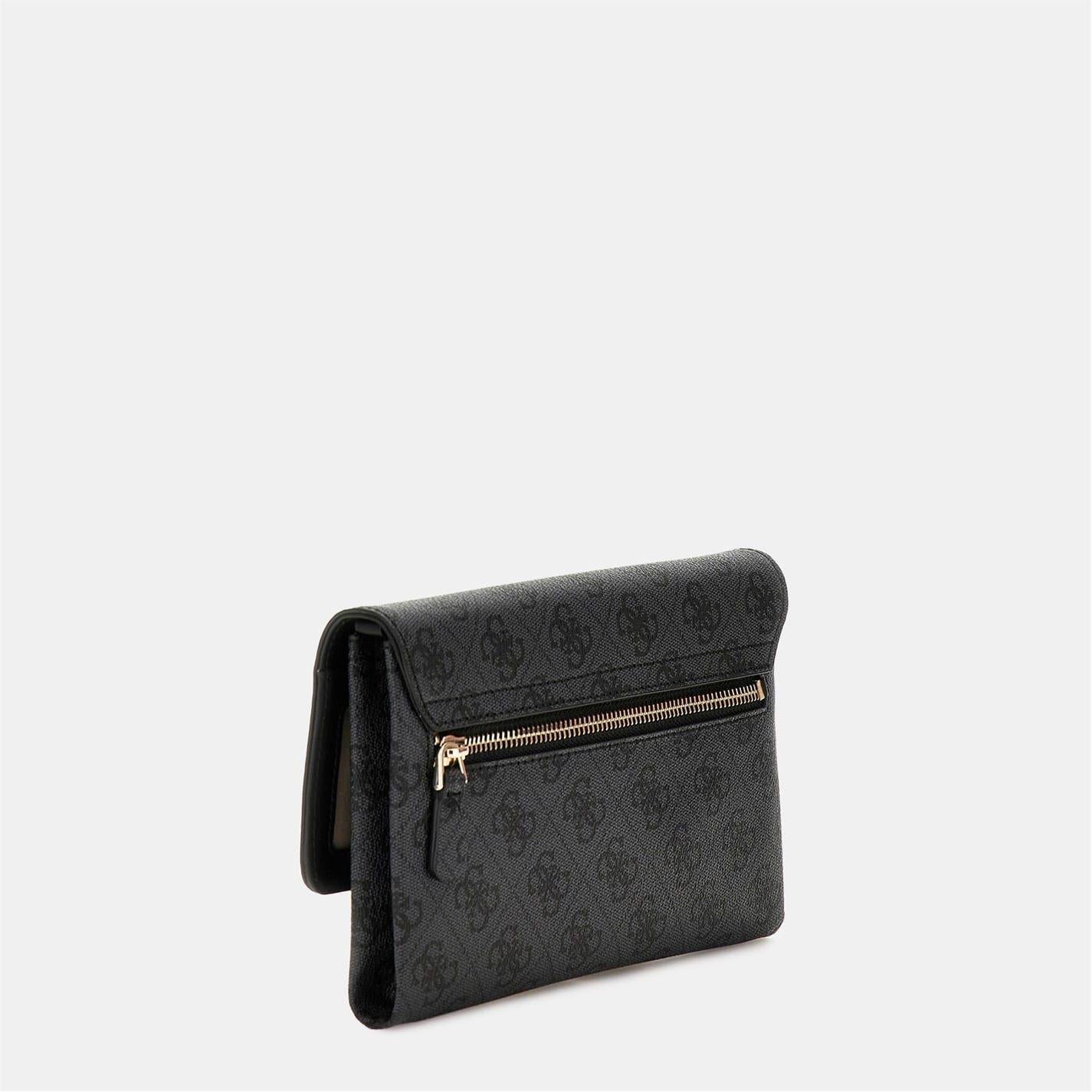 Black - Back - Guess Noelle Faux Leather Clutch Bag