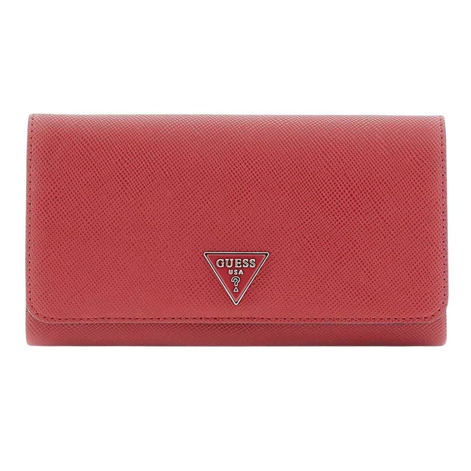 Carmine Red - Front - Guess Noelle Faux Leather Clutch Bag