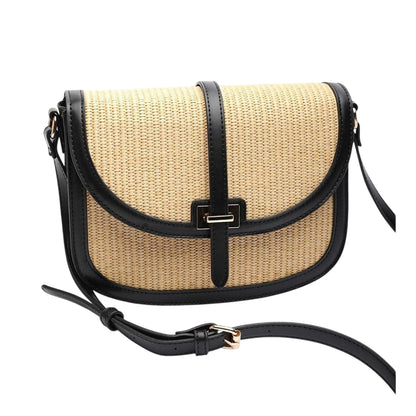 Black - Side - Where´s That From Raffia Crossbody Bag