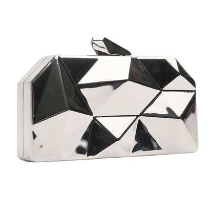 Silver - Front - Where´s That From Geometric Clutch Bag
