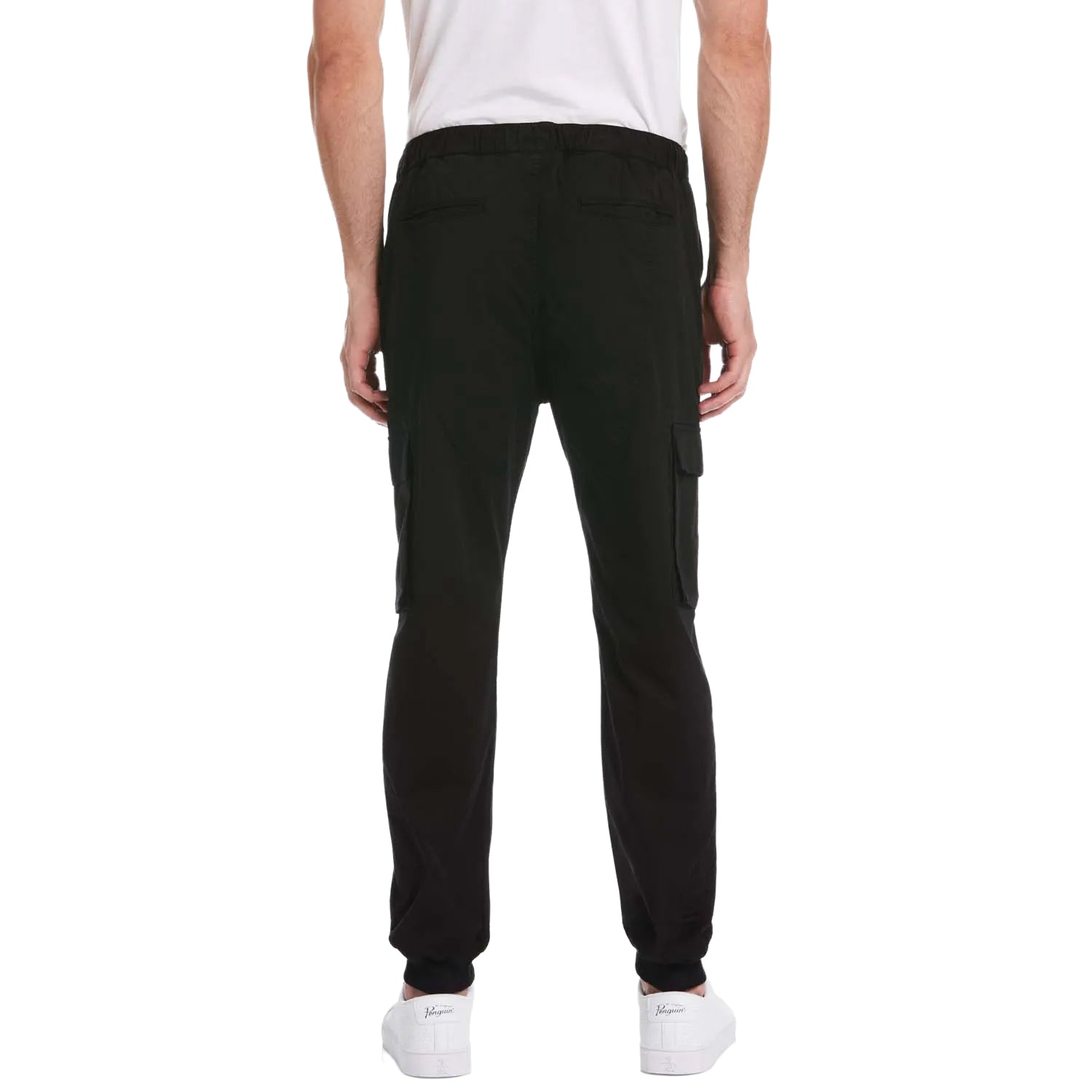 Black - Back - Original Penguin Unisex Adult Drawstring Tapered Cargo Trousers