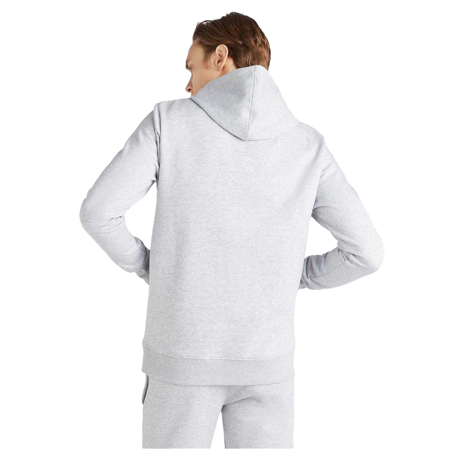 Grey Marl-White - Back - Umbro Mens Regular Pullover Hoodie