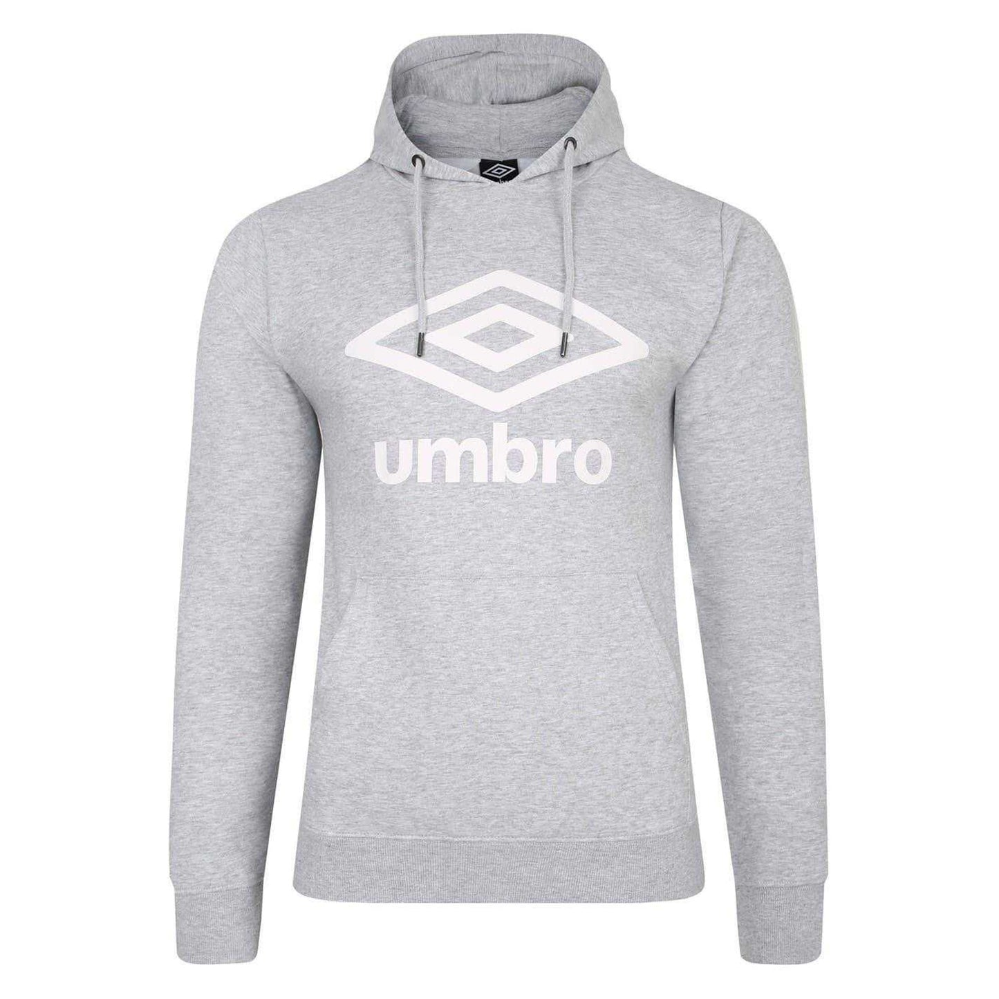 Grey Marl-White - Front - Umbro Mens Regular Pullover Hoodie
