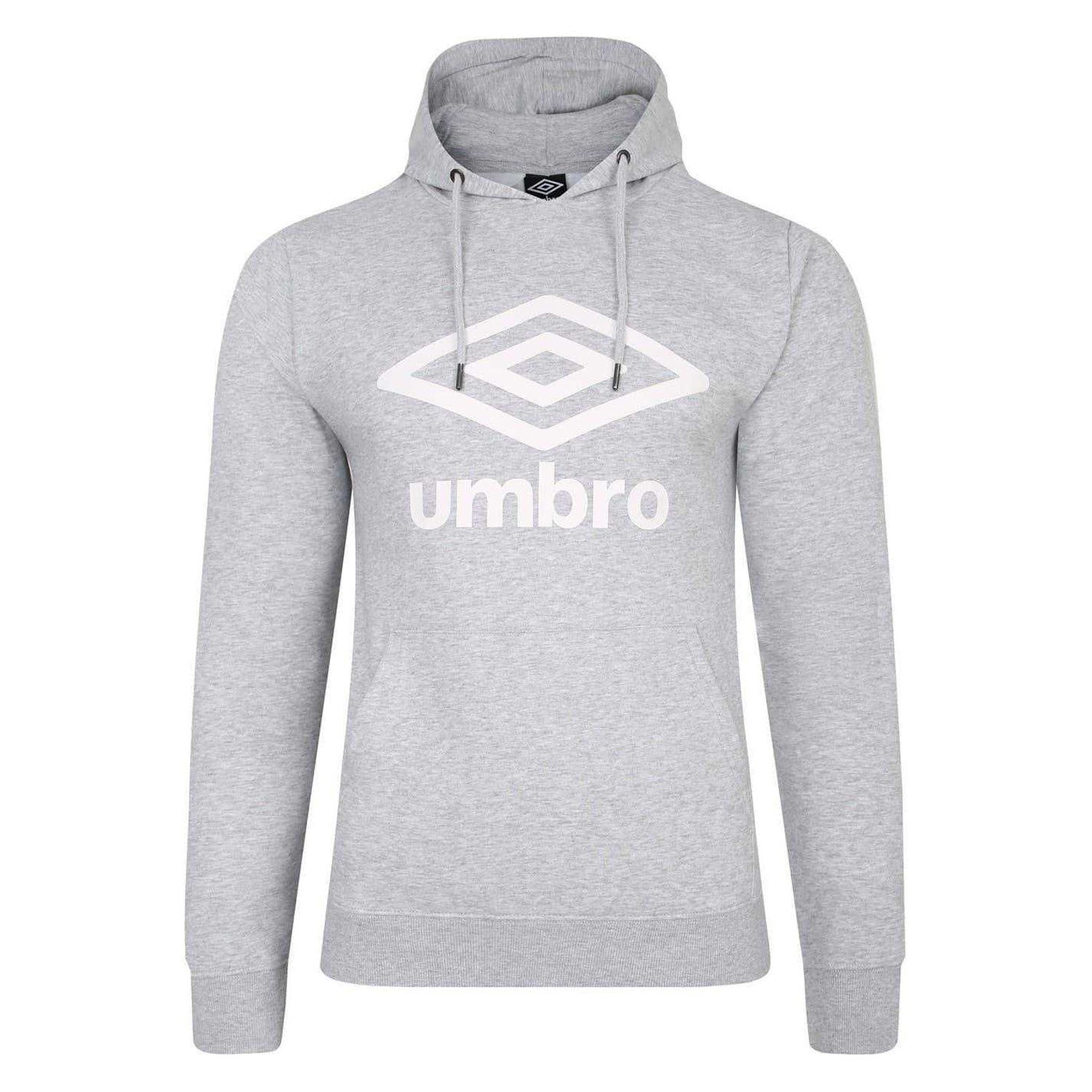 Grey Marl-White - Front - Umbro Mens Regular Pullover Hoodie