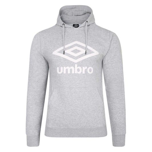 Grey Marl-White - Front - Umbro Mens Regular Pullover Hoodie