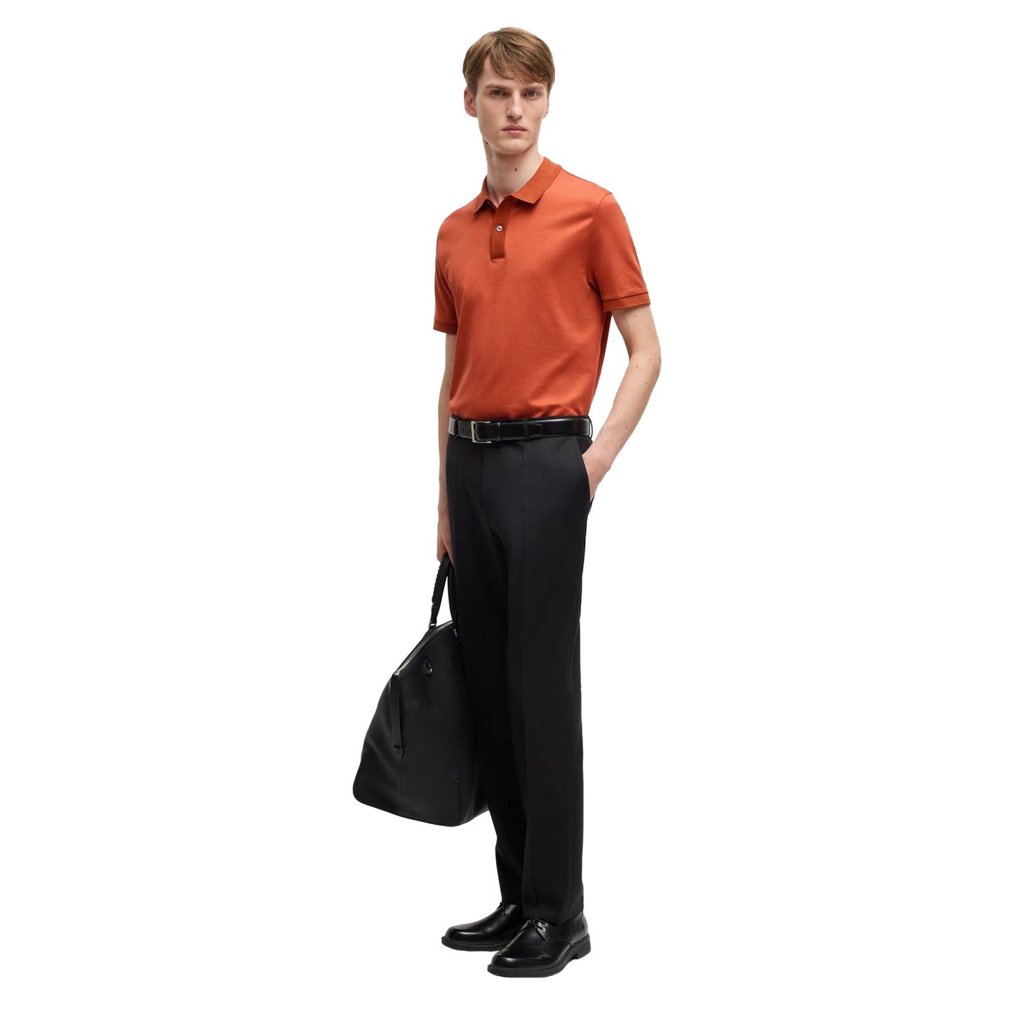 Dark Orange - Side - Boss Mens Parlay Technical Polo Shirt