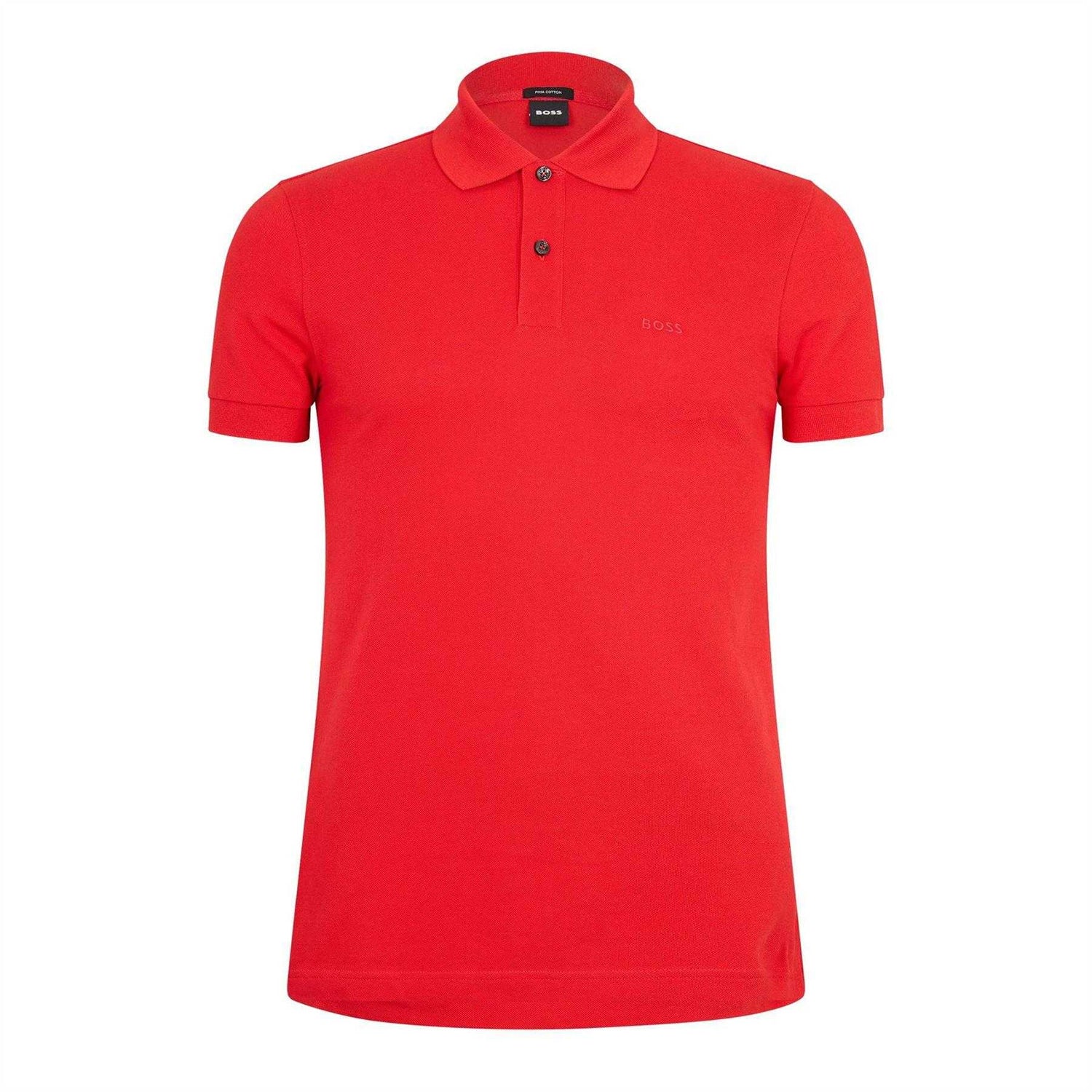 Bright Red - Front - Boss Mens Firenze Cotton Polo Shirt