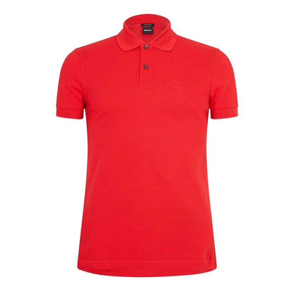 Bright Red - Front - Boss Mens Firenze Cotton Polo Shirt