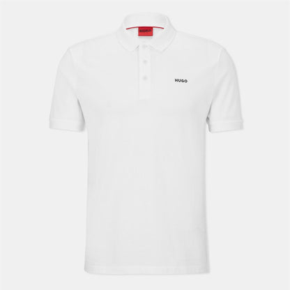 White - Front - Hugo Mens Donos Cotton Polo Shirt